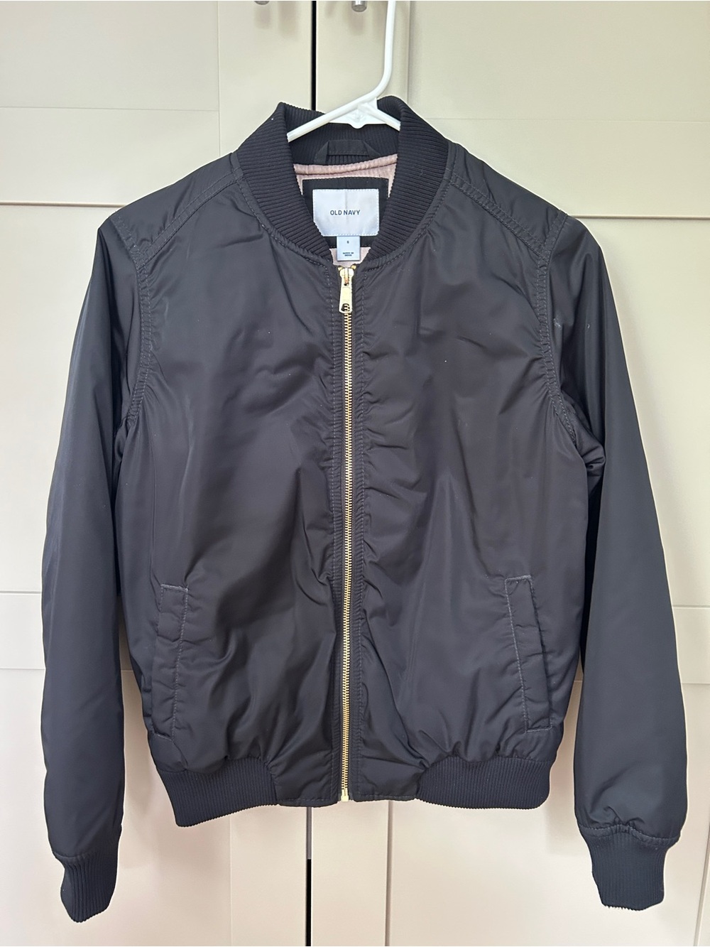 Old Navy Black Bomber Jacket with Gold Hardware